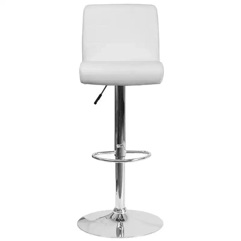 Flash Furniture Taburete de bar contemporáneo de vinilo con altura ajustable, asiento enrollado y base cromada