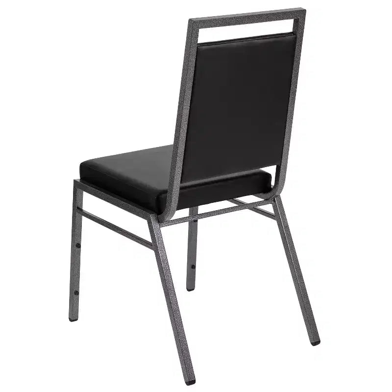 Silla apilable para banquetes Flash Furniture HERCULES Series con respaldo cuadrado y estructura de veta plateada