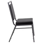 Silla apilable para banquetes Flash Furniture HERCULES Series con respaldo cuadrado y estructura de veta plateada