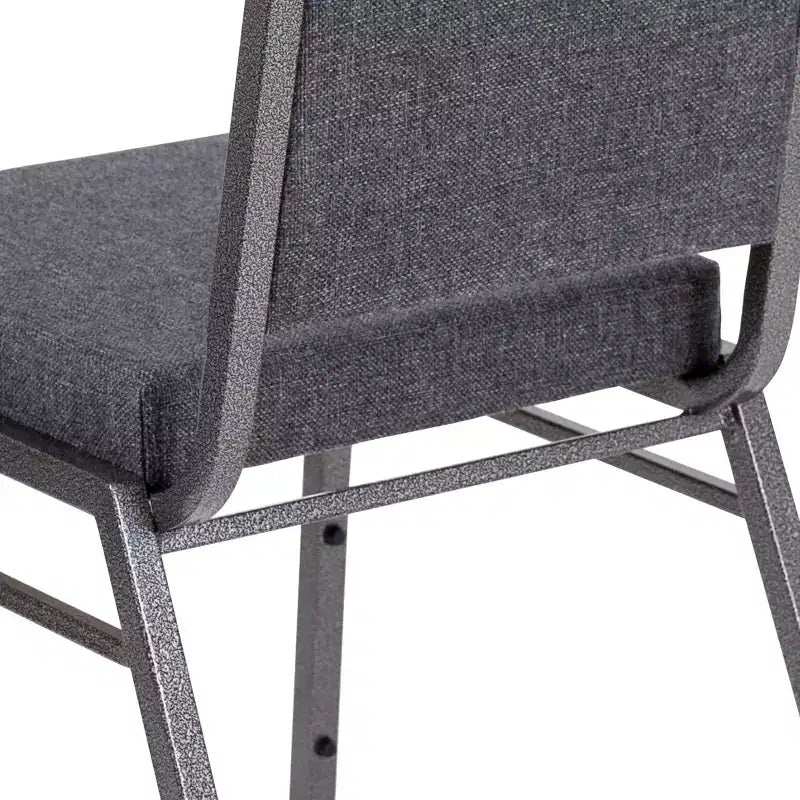 Silla apilable para banquetes Flash Furniture HERCULES Series con respaldo cuadrado y estructura de veta plateada