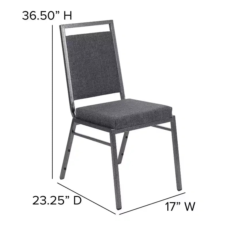 Silla apilable para banquetes Flash Furniture HERCULES Series con respaldo cuadrado y estructura de veta plateada
