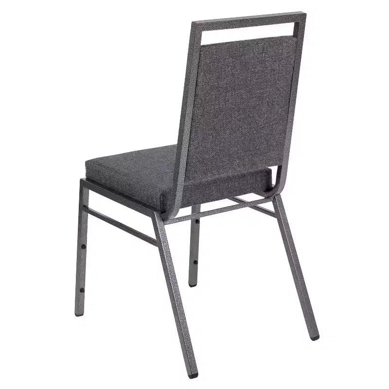 Silla apilable para banquetes Flash Furniture HERCULES Series con respaldo cuadrado y estructura de veta plateada