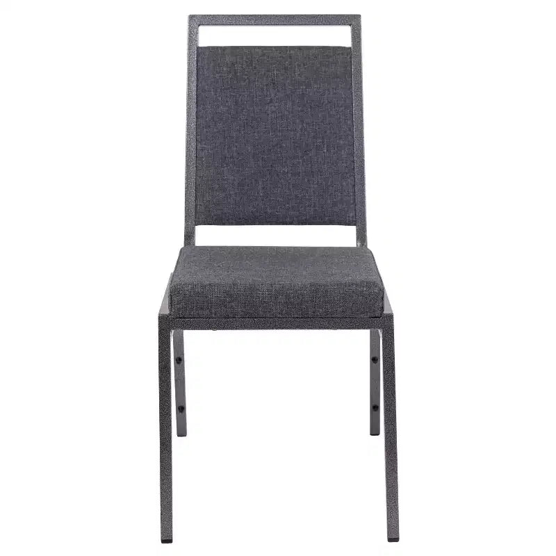 Silla apilable para banquetes Flash Furniture HERCULES Series con respaldo cuadrado y estructura de veta plateada