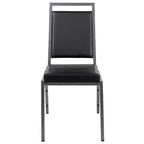 Silla apilable para banquetes Flash Furniture HERCULES Series con respaldo cuadrado y estructura de veta plateada