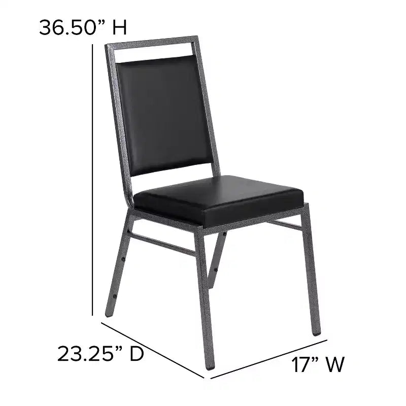 Silla apilable para banquetes Flash Furniture HERCULES Series con respaldo cuadrado y estructura de veta plateada