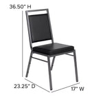 Silla apilable para banquetes Flash Furniture HERCULES Series con respaldo cuadrado y estructura de veta plateada