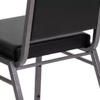 Silla apilable para banquetes Flash Furniture HERCULES Series con respaldo cuadrado y estructura de veta plateada