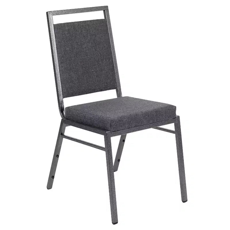 Silla apilable para banquetes Flash Furniture HERCULES Series con respaldo cuadrado y estructura de veta plateada