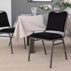 Flash Furniture Silla apilable para banquetes de la serie HERCULES en vinilo negro - Estructura veteada plateada
