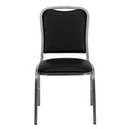Flash Furniture Silla apilable para banquetes de la serie HERCULES en vinilo negro - Estructura veteada plateada