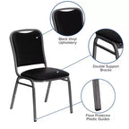 Flash Furniture Silla apilable para banquetes de la serie HERCULES en vinilo negro - Estructura veteada plateada