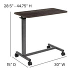 Mesa ajustable para cama Emma y Oliver con ruedas para el hogar y el hospital-Mesa de noche rodante
