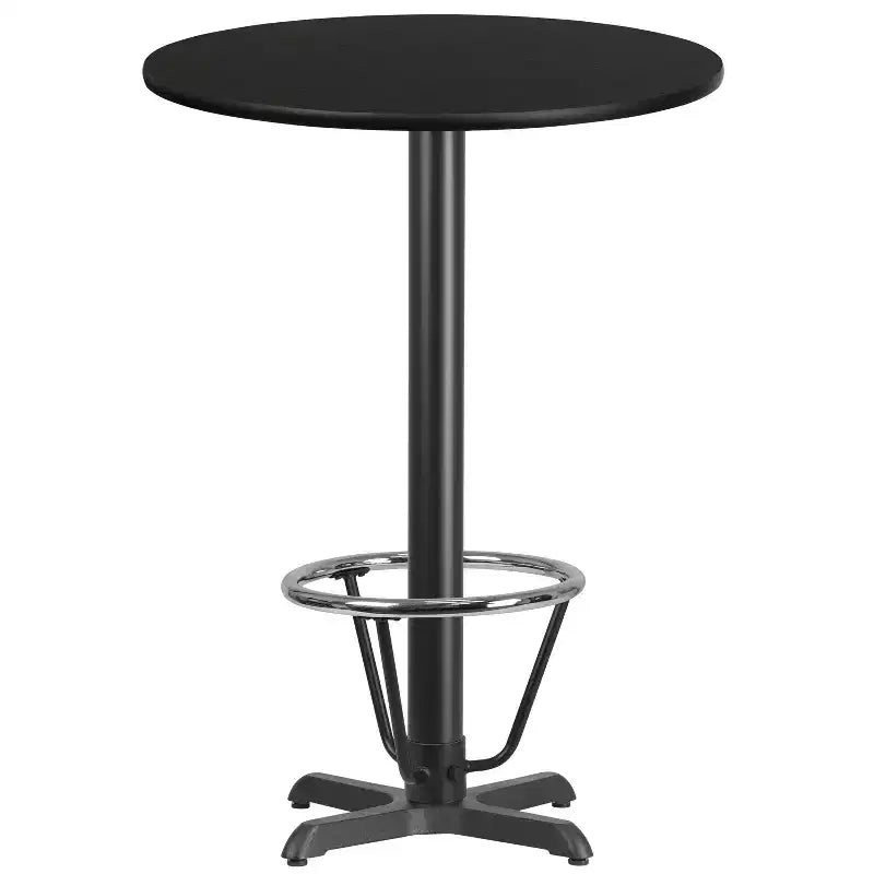 Mesa de bar laminada redonda Emma and Oliver 30 con base de anillo de 22x22 pies