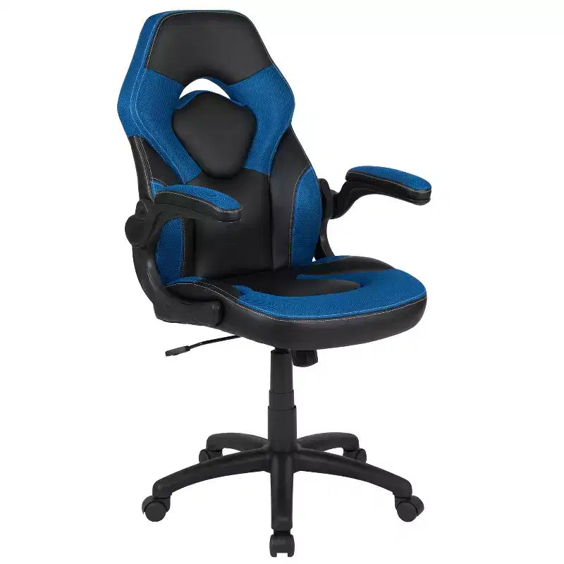 Juego de escritorio para juegos y silla de carreras Flash Furniture con portavasos, gancho para auriculares y 2 orificios para gestión de cables