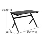 Juego de escritorio para juegos y silla de carreras Flash Furniture con portavasos, gancho para auriculares y 2 orificios para gestión de cables