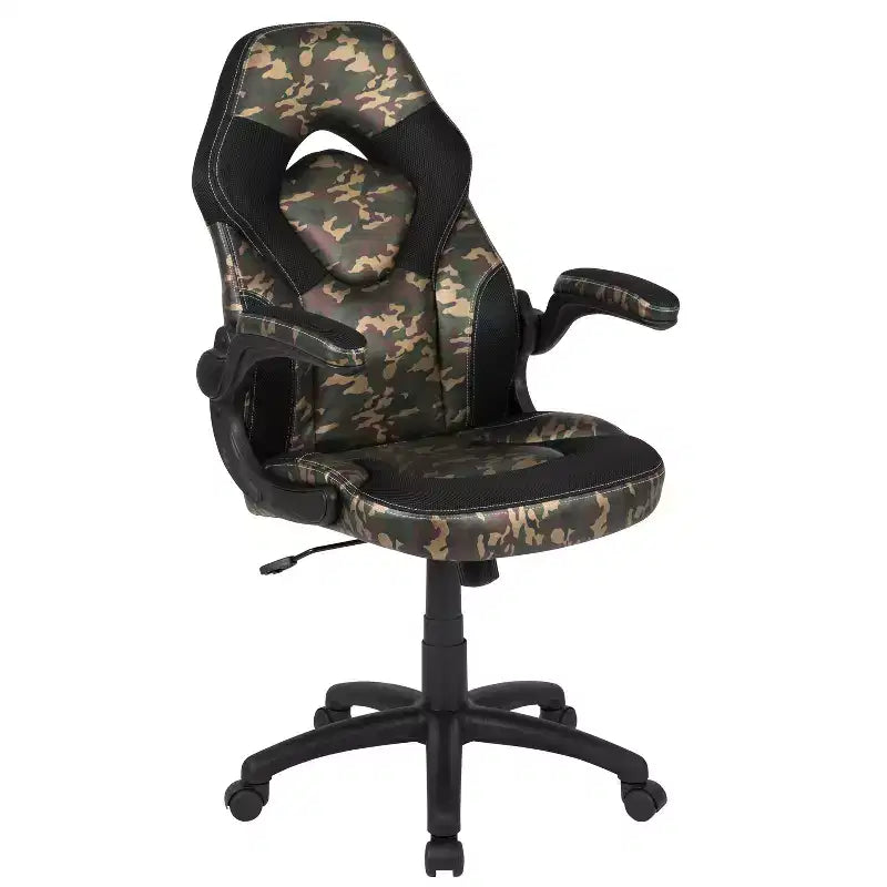 Juego de escritorio para juegos y silla de carreras Flash Furniture con portavasos, gancho para auriculares y 2 orificios para gestión de cables