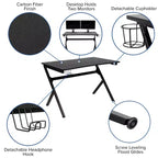 Juego de escritorio para juegos y silla de carreras Flash Furniture con portavasos, gancho para auriculares y 2 orificios para gestión de cables