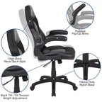 Juego de escritorio para juegos y silla de carreras Flash Furniture con portavasos, gancho para auriculares y 2 orificios para gestión de cables