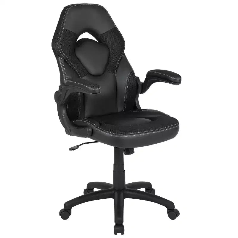 Juego de escritorio para juegos y silla de carreras Flash Furniture con portavasos, gancho para auriculares y 2 orificios para gestión de cables