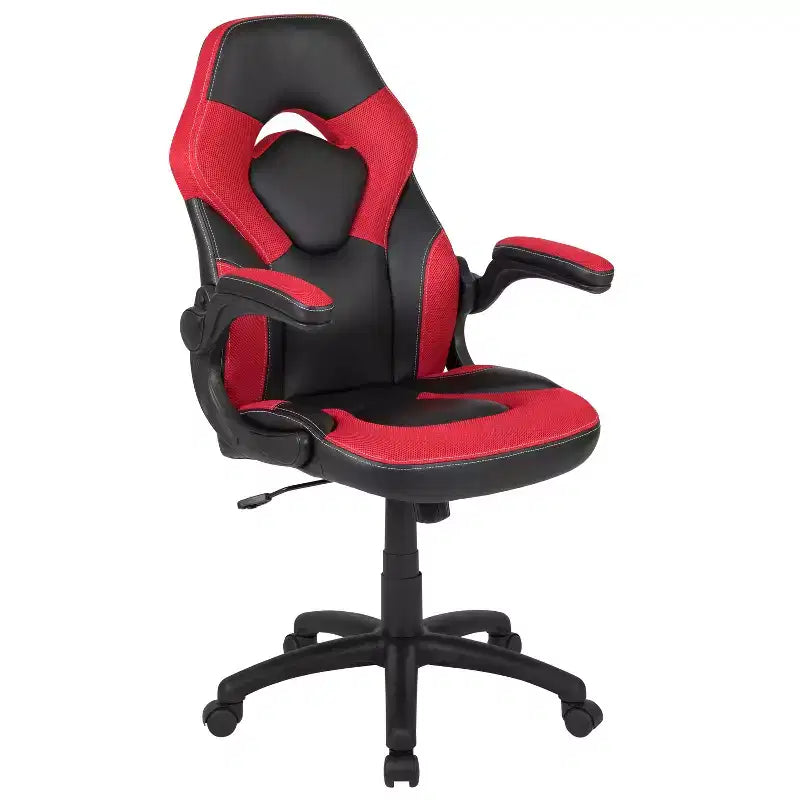 Juego de escritorio para juegos y silla de carreras Flash Furniture con portavasos, gancho para auriculares y 2 orificios para gestión de cables