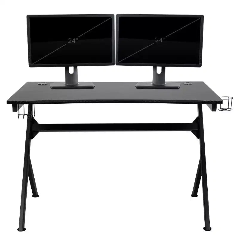Juego de escritorio para juegos y silla de carreras Flash Furniture con portavasos, gancho para auriculares y 2 orificios para gestión de cables