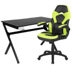 Juego de escritorio para juegos y silla de carreras Flash Furniture con portavasos, gancho para auriculares y 2 orificios para gestión de cables