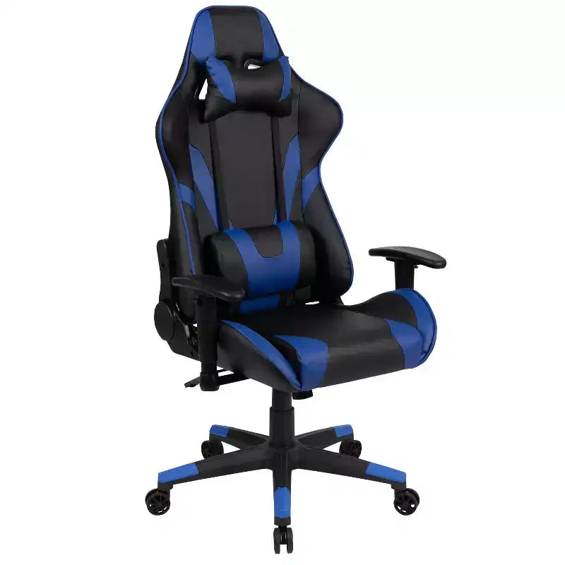 Silla de juego ergonómica Emma and Oliver Racing con respaldo reclinable en piel sintética roja