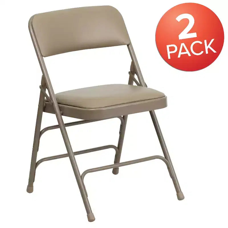 Silla plegable de metal acolchada Emma y Oliver, paquete de 2, para casa, oficina, fiestas y eventos, portátil