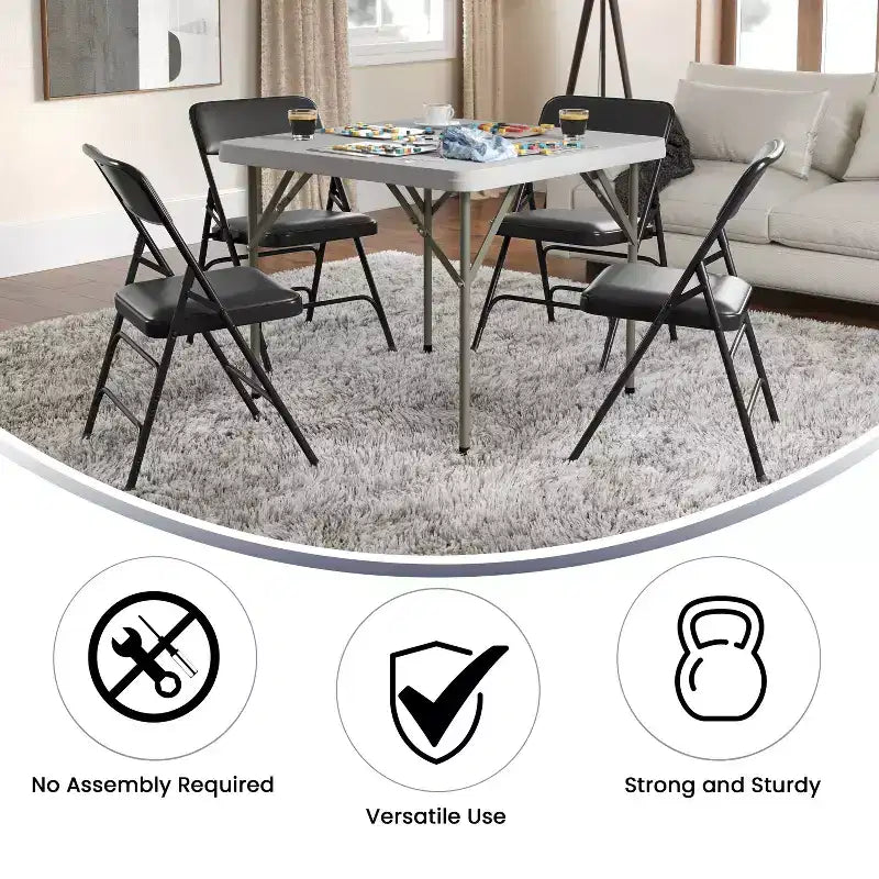 Silla plegable de metal acolchada Emma y Oliver, paquete de 2, para casa, oficina, fiestas y eventos, portátil