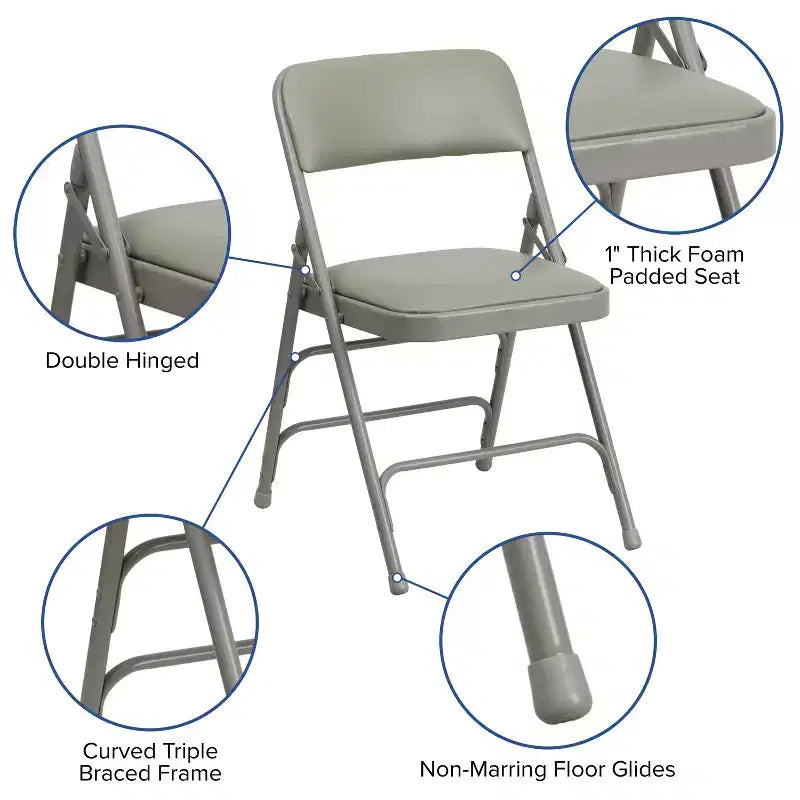 Silla plegable de metal acolchada Emma y Oliver, paquete de 2, para casa, oficina, fiestas y eventos, portátil
