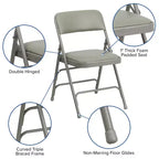 Silla plegable de metal acolchada Emma y Oliver, paquete de 2, para casa, oficina, fiestas y eventos, portátil