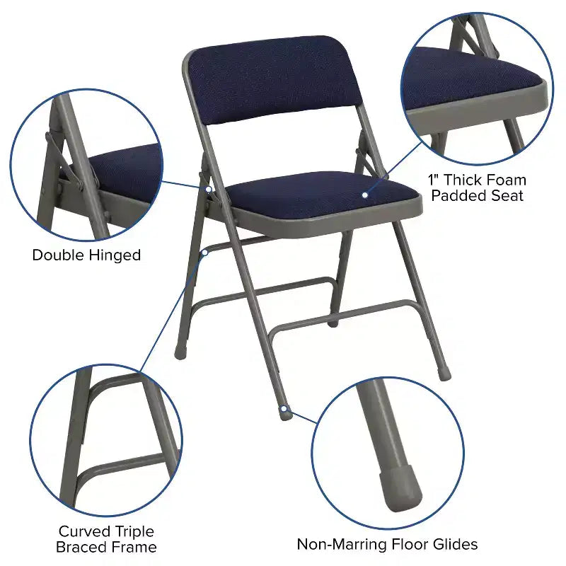 Silla plegable de metal acolchada Emma y Oliver, paquete de 2, para casa, oficina, fiestas y eventos, portátil