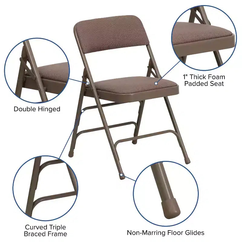 Silla plegable de metal acolchada Emma y Oliver, paquete de 2, para casa, oficina, fiestas y eventos, portátil