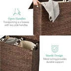 Cesto doble de ropa sucia grande de jacinto de agua natural Best Choice Products con 2 bolsas interiores y asas