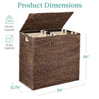 Cesto doble de ropa sucia grande de jacinto de agua natural Best Choice Products con 2 bolsas interiores y asas
