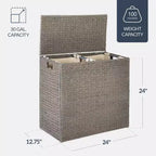 Cesto doble de ropa sucia grande de jacinto de agua natural Best Choice Products con 2 bolsas interiores y asas