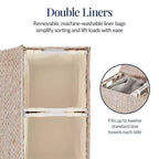 Cesto doble de ropa sucia grande de jacinto de agua natural Best Choice Products con 2 bolsas interiores y asas