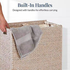 Cesto doble de ropa sucia grande de jacinto de agua natural Best Choice Products con 2 bolsas interiores y asas