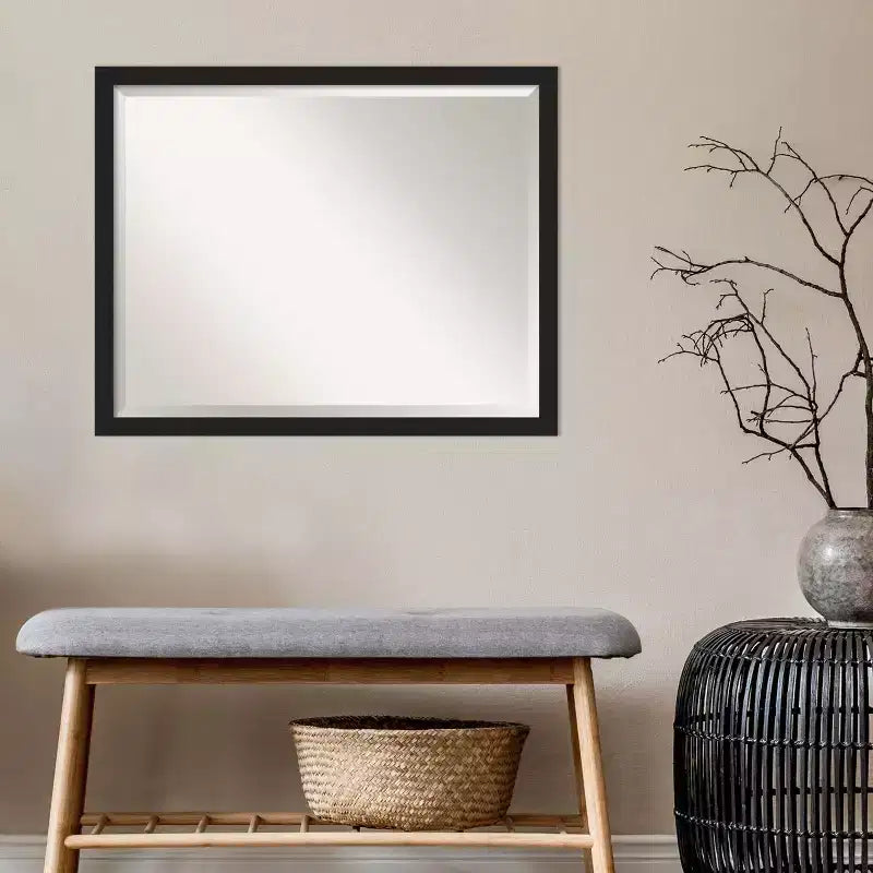 Grace Narrow Brushed Framed Bathroom Vanity Wall Mirror Negro - Amanti