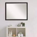 Grace Narrow Brushed Framed Bathroom Vanity Wall Mirror Negro - Amanti