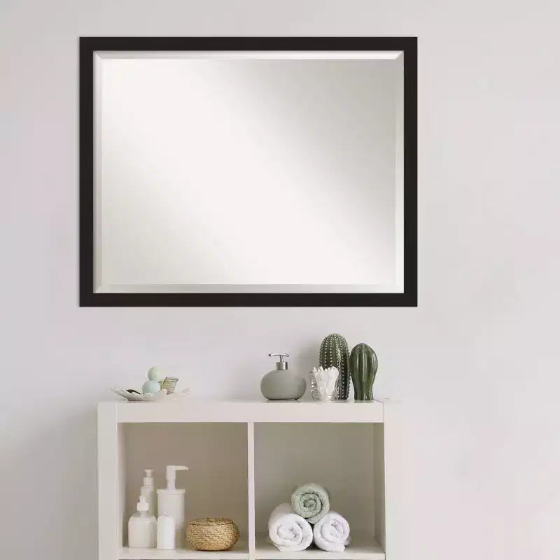 Grace Narrow Brushed Framed Bathroom Vanity Wall Mirror Negro - Amanti