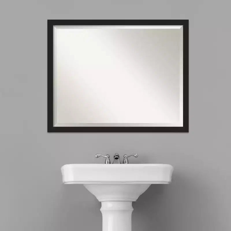 Grace Narrow Brushed Framed Bathroom Vanity Wall Mirror Negro - Amanti