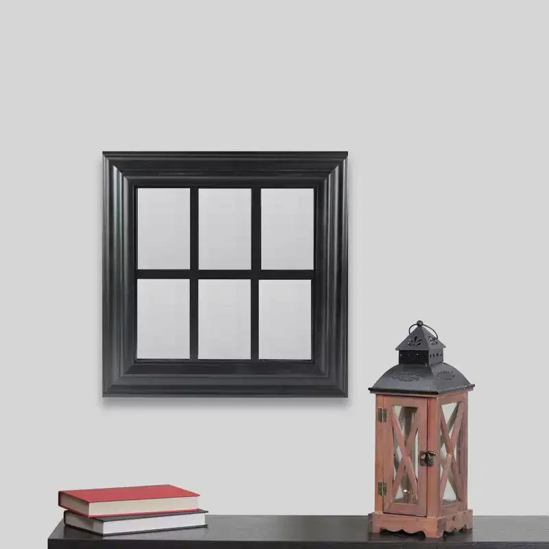 Espejo de pared contemporáneo Northlight 17, negro, cuadrado, con diseño de ventana