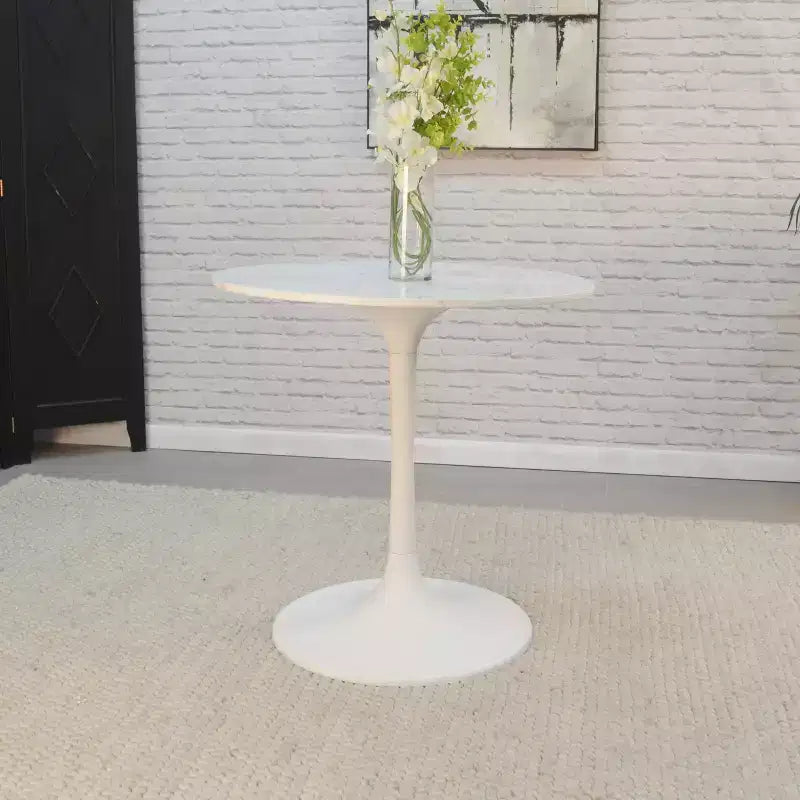 Carolina Living Mesa de comedor redonda Zaha de mármol de 30 pulgadas