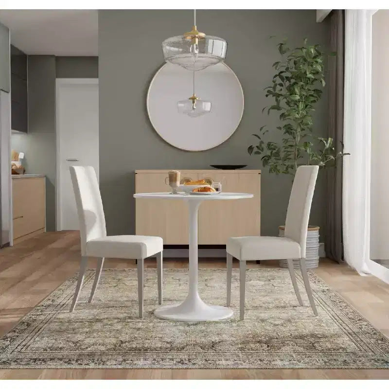 Carolina Living Mesa de comedor redonda Zaha de mármol de 30 pulgadas