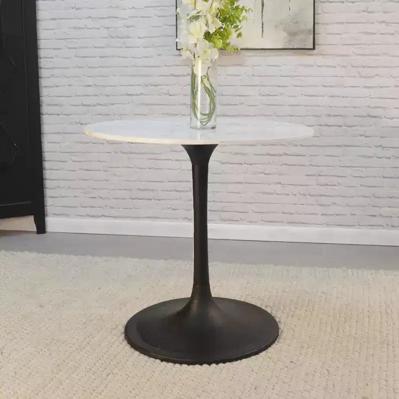 Carolina Living Mesa de comedor redonda Zaha de mármol de 30 pulgadas