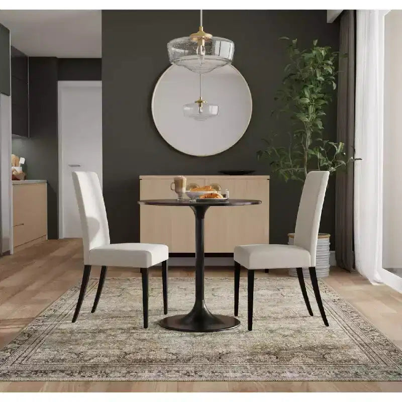 Carolina Living Mesa de comedor redonda Zaha de mármol de 30 pulgadas