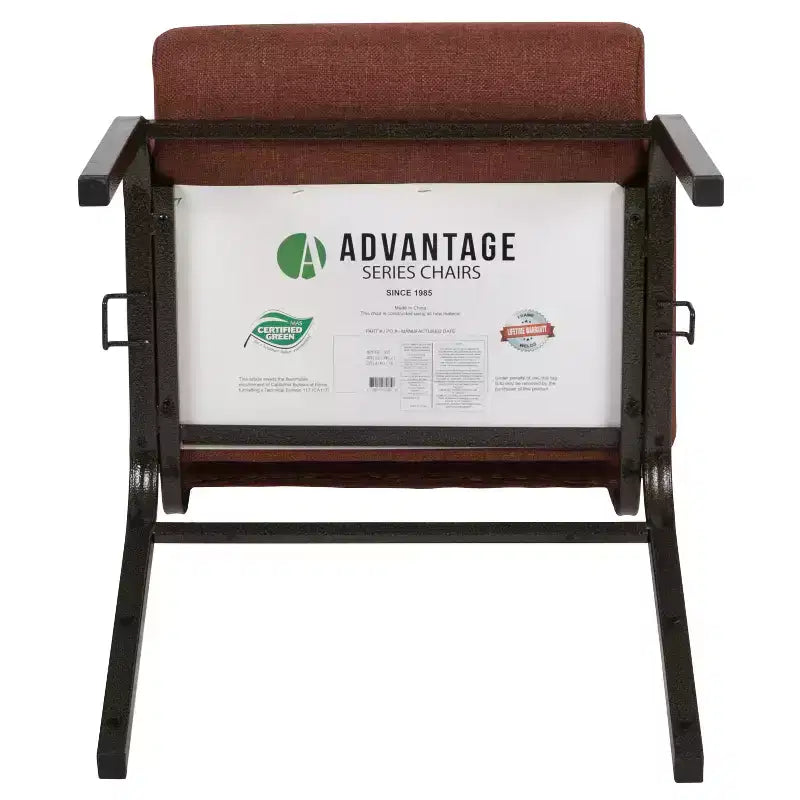 Silla de auditorio Advantage de Flash Furniture - Silla apilable acolchada - Asiento de 52 cm de ancho - Tela color canela/Estructura veteada dorada