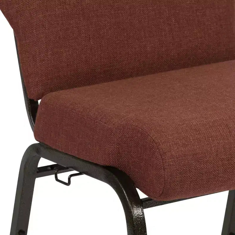 Silla de auditorio Advantage de Flash Furniture - Silla apilable acolchada - Asiento de 52 cm de ancho - Tela color canela/Estructura veteada dorada