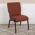 Silla de auditorio Advantage de Flash Furniture - Silla apilable acolchada - Asiento de 52 cm de ancho - Tela color canela/Estructura veteada dorada